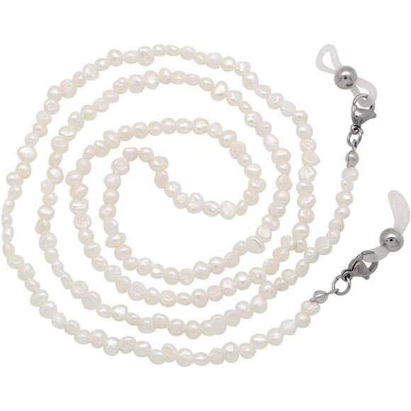 Top Mask Lanyard Chain Face Mask Holder Chain Freshwater Pearl Eyeglasses Chain - Picture 1 of 7